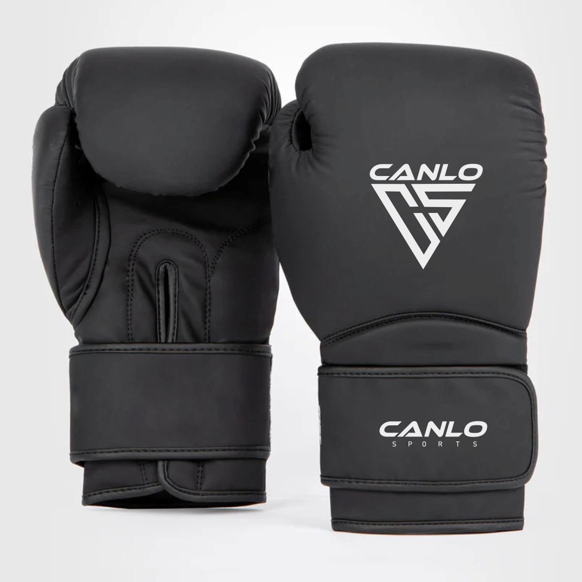 Canlo Boxing Gloves Black/White - Front view Rex leather