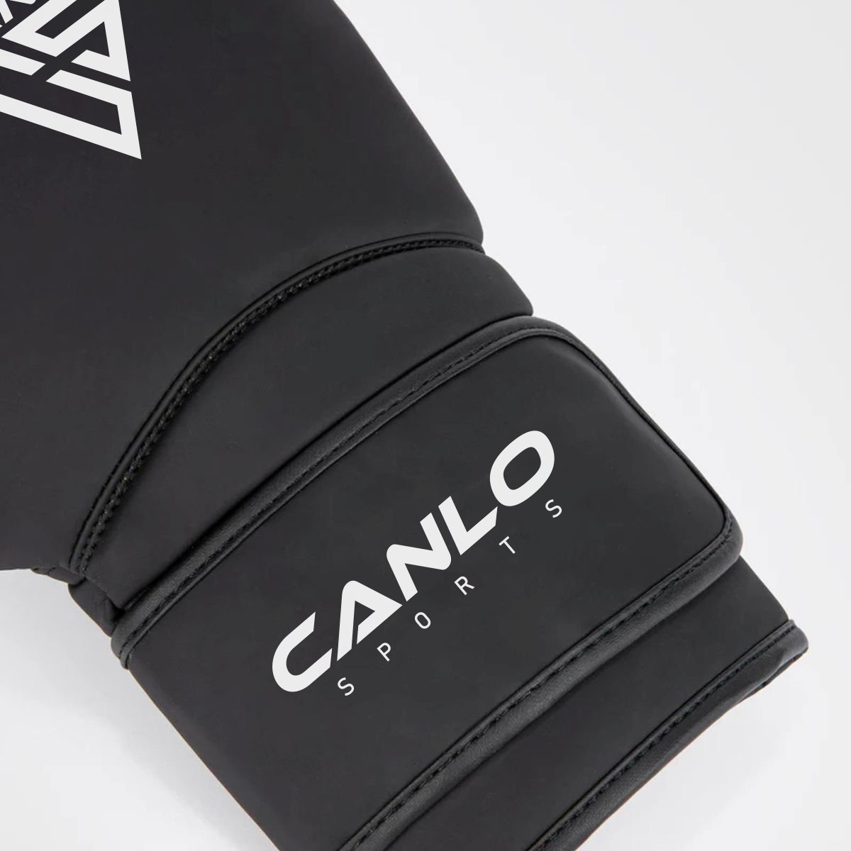 Canlo Boxing Gloves Black/White - Side view wide velcro strap