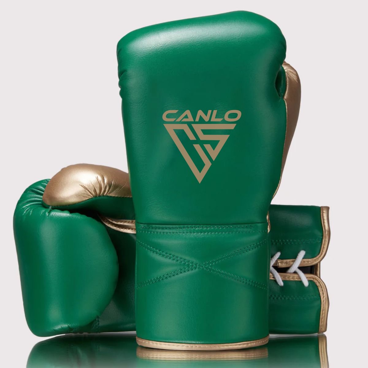 Canlo Superlace Gloves Green - Premium lace-up boxing gloves front view